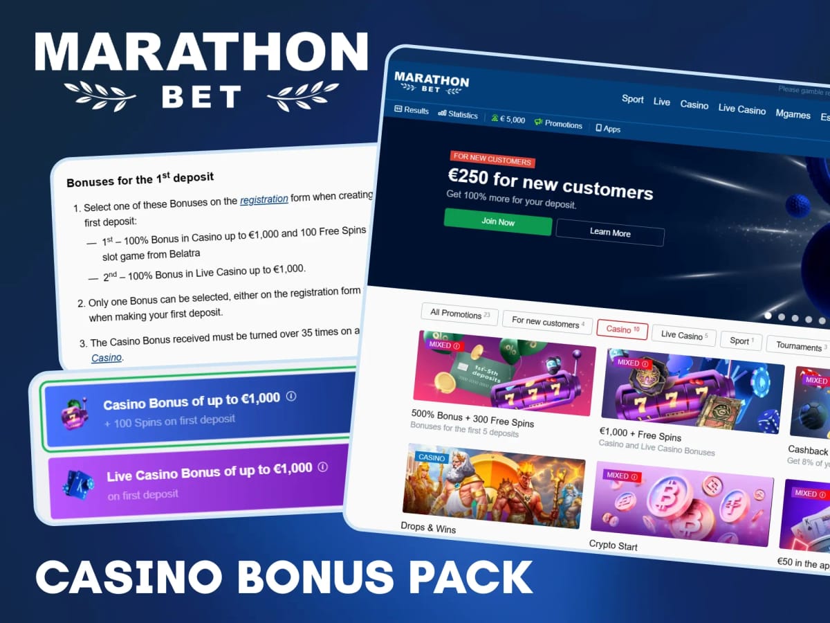 MarathonBet Italia: pacchetto bonus casinò principale