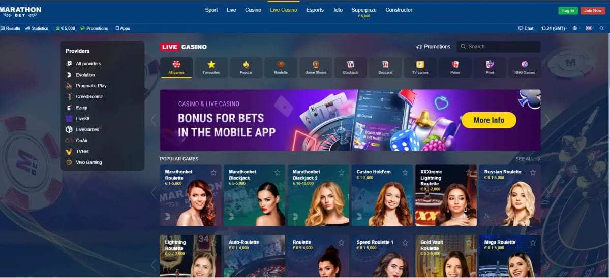 MarathonBet casinò live Italia