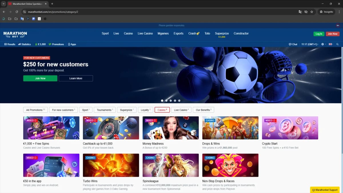Bonus di benvenuto MarathonBet Italia